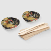 Zwart en Goud Traditionele Japanse Kimono Bloemen Handwaaier (Niet-gemonteerd)