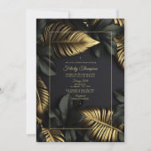 Zwart en Goud Tropisch Vrijgezellenfeest Kaart (Voorkant)