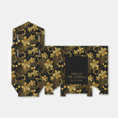 Zwart en goud Tropische bladeren en bloesems Bedankdoosjes (Uitgevouwen)