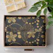 Zwart en goud Tropische bladeren en bloesems Tissuepapier (Geschenk)