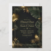 Zwart en goud Tropische repetitie diner Kaart (Voorkant)