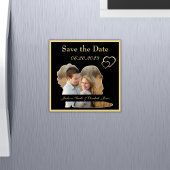 Zwart en Goud Trouwfoto Bewaar de datummagneet