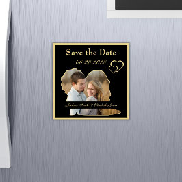 Zwart en Goud Trouwfoto Bewaar de datummagneet