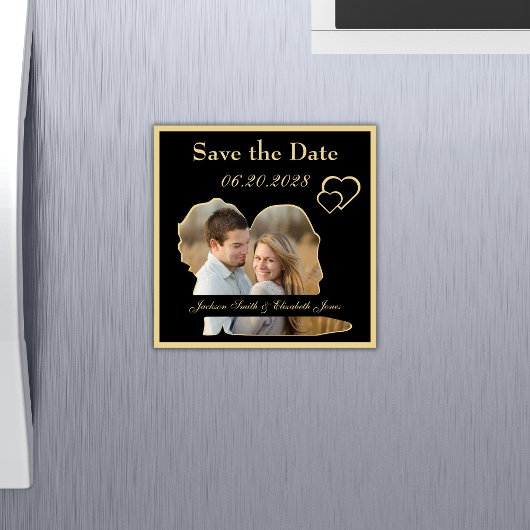 Zwart en Goud Trouwfoto Bewaar de datummagneet
