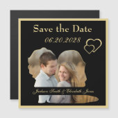 Zwart en Goud Trouwfoto Bewaar de datummagneet (Voorkant / Achterkant)