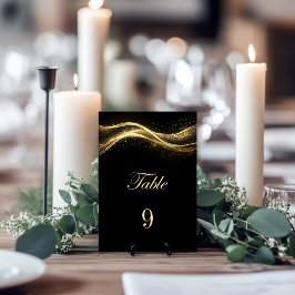 Zwart en Goud Trouwtafelnummer Kaart