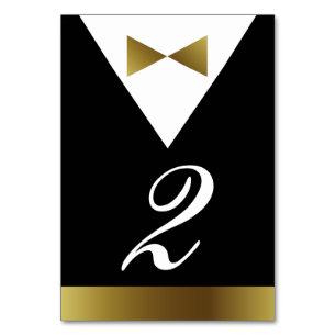 Zwart en goud Tuxedo Tafelnummers officiële part