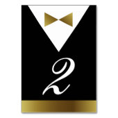 Zwart en goud Tuxedo Tafelnummers | officiële part (Voorkant)