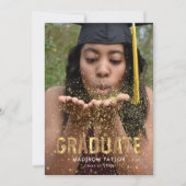 Zwart en Goud Typografie Foto Graduation Party Kaart (Voorkant)