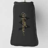 Zwart en Goud Typografie Toevoegen Naam & Monogram Golfheadcover (Draai 90)