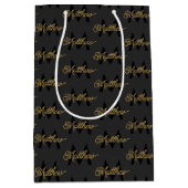 Zwart en Goud Typografie Toevoegen Naam & Monogram Medium Cadeauzakje (Voorkant)