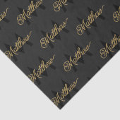 Zwart en Goud Typografie Toevoegen Naam & Monogram Tissuepapier (Detail)