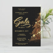 Zwart en Goud Vakantie Gala Party Business Kaart (Staand voorkant)