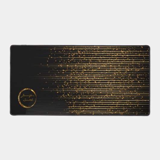 Zwart en goud vallende sterren bureaumat (Voorkant)