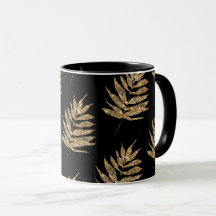 Zwart en goud varenbladpatroon koffie