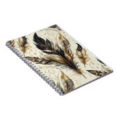 Zwart en Goud Veer Ontwerp Notitieboek (Rechterzijde)