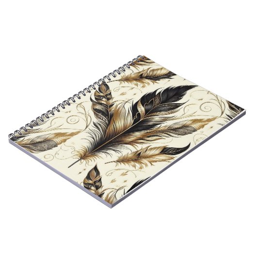 Zwart en Goud Veer Ontwerp Notitieboek (Linkerzijde)