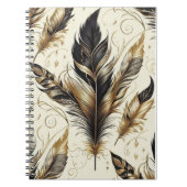 Zwart en Goud Veer Ontwerp Notitieboek (Voorkant)