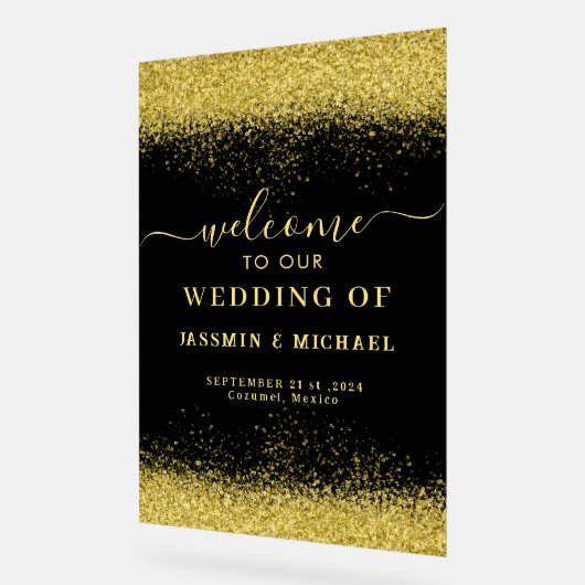 Zwart en Goud Verjaardagsfeest Welkom Acryl Teken Acryl Bord (Hoek)