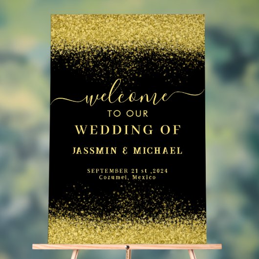 Zwart en Goud Verjaardagsfeest Welkom Acryl Teken Bord (Neutraal)