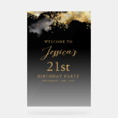 Zwart en goud verjaardagsfeest welkomstbord acryl bord (Voorkant)