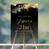 Zwart en goud verjaardagsfeest welkomstbord acryl bord (Neutraal)