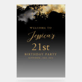 Zwart en goud verjaardagsfeest welkomstbord acryl bord (Voorkant)