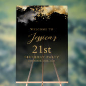 Zwart en goud verjaardagsfeest welkomstbord acryl bord (Neutraal)