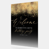 Zwart en Goud Verjaardagsfeestje Welkom Acryl Bord (Hoek)