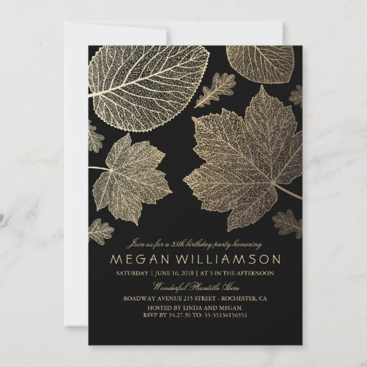 Zwart en goud verlaat verjaardagsfeest Herfst Kaart (Voorkant)
