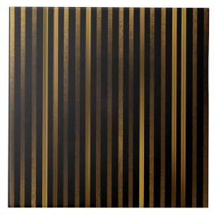 Zwart en goud verticaal streeppatroon tegeltje