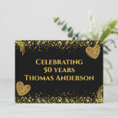 Zwart en goud vieren 50 jaar kaart (Staand voorkant)