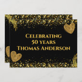 Zwart en goud vieren 50 jaar kaart (Voorkant / Achterkant)
