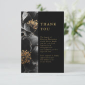 Zwart en goud viering van het leven begrafenis fot bedankkaart (Staand voorkant)