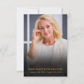 Zwart en goud viering van het leven begrafenis fot bedankkaart (Achterkant)