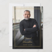 Zwart en goud viering van het leven begrafenis fot kaart (Achterkant)