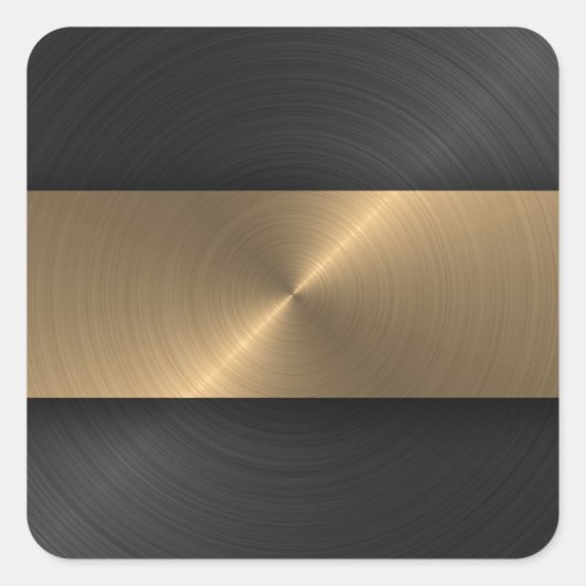 Zwart en goud vierkante sticker (Voorkant)
