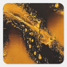 Zwart en goud vierkante sticker