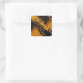 Zwart en goud vierkante sticker (Tas)