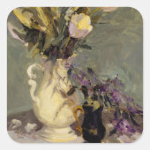 Zwart en goud vierkante sticker (Voorkant)