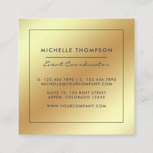 Zwart en goud vierkante visitekaartje (Achterkant)