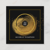 Zwart en goud vierkante visitekaartje (Voorkant)