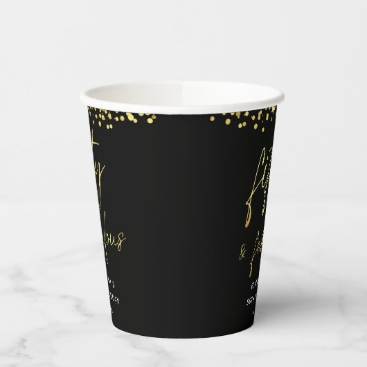 Zwart en Goud Vijftig en Fabulous 50ste verjaardag Papieren Bekers (Links)