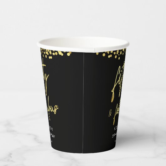 Zwart en Goud Vijftig en Fabulous 50ste verjaardag Papieren Bekers (Rechts)
