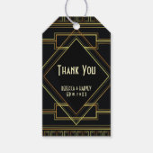 Zwart en goud vintage Grote Gatsby bruiloft Cadeaulabel (Voorkant)