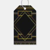 Zwart en goud vintage Grote Gatsby bruiloft Cadeaulabel (Achterkant)