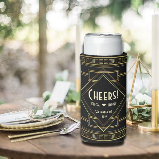 Zwart en goud vintage Grote Gatsby bruiloft Flesjeskoeler