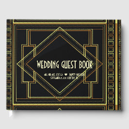 Zwart en goud vintage Grote Gatsby bruiloft Gastenboek
