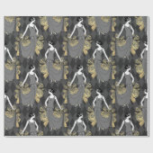 Zwart en goud vintage Parijs Art Deco Cadeaupapier (Vlak)