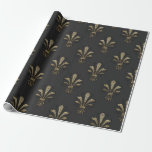 Zwart en goud vintage Parijs Fleur de Lis Cadeaupapier<br><div class="desc">Grijs,  zwart en goud parijs vintage fleur de lis inpakpapier.</div>